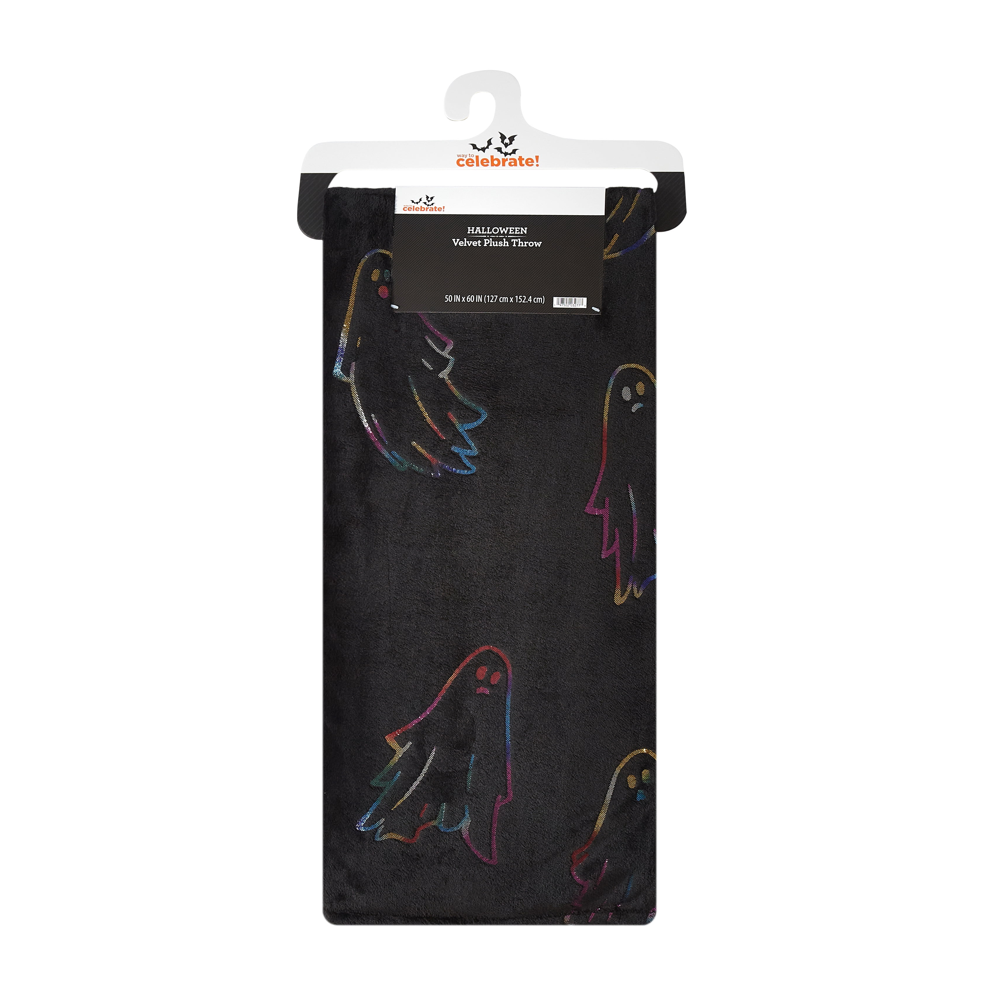 Way To Celebrate 50"x60" Black Ghost Plush Throw