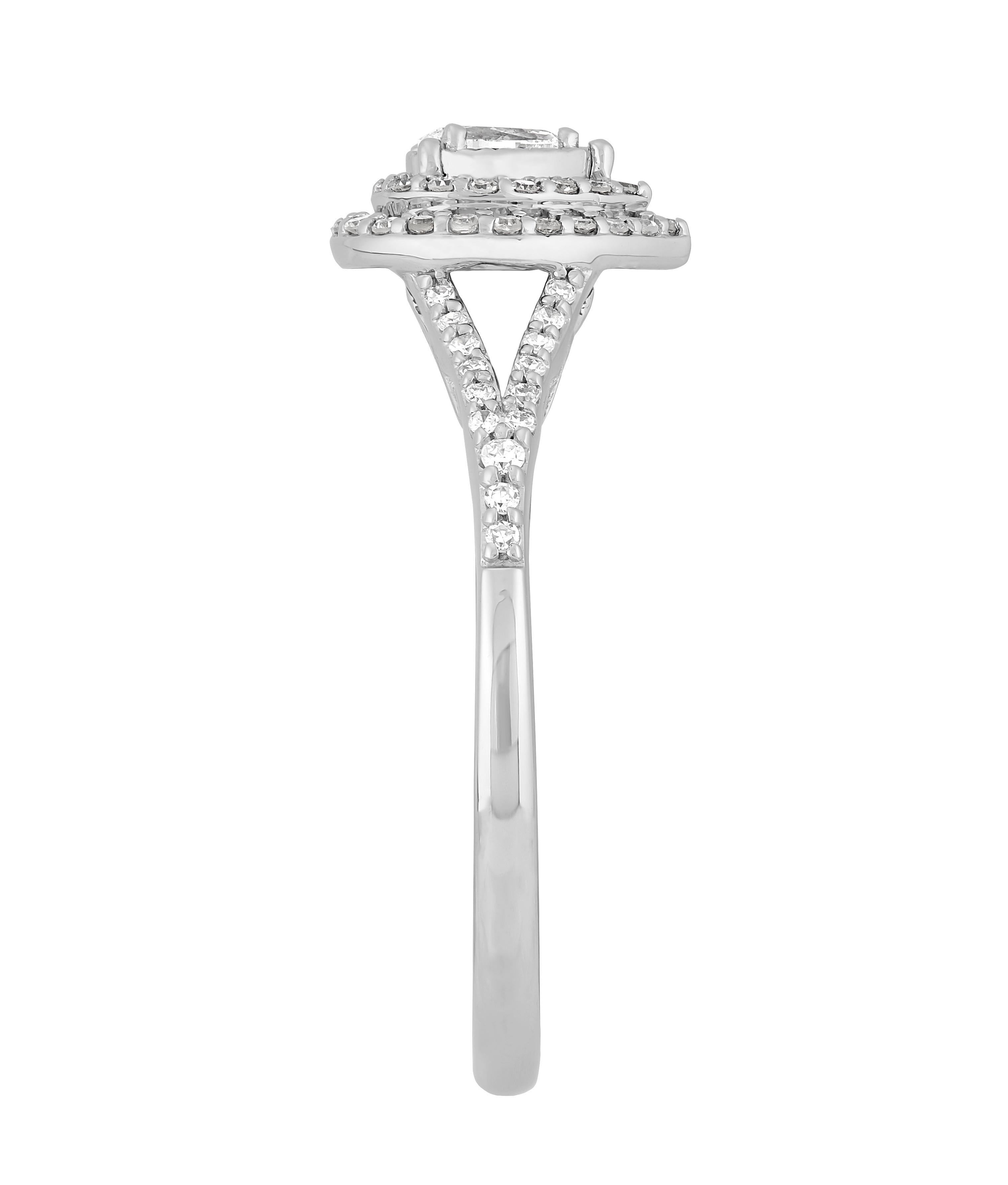 Forever Bride .33 CTTW Diamond Pear Engagement Ring in 10K White Gold, Size 7