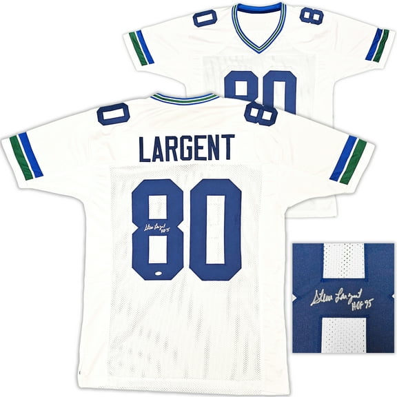 Seattle Seahawks Steve Largent Autographed White Jersey "HOF 95" MCS Holo 112486