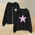 thumbnail image 2 of ShomPort Women's Star Printed Zip Up Oversized Long Sleeve Casual Pocket Fall Warm Drawstring Hoodie, 2 of 3