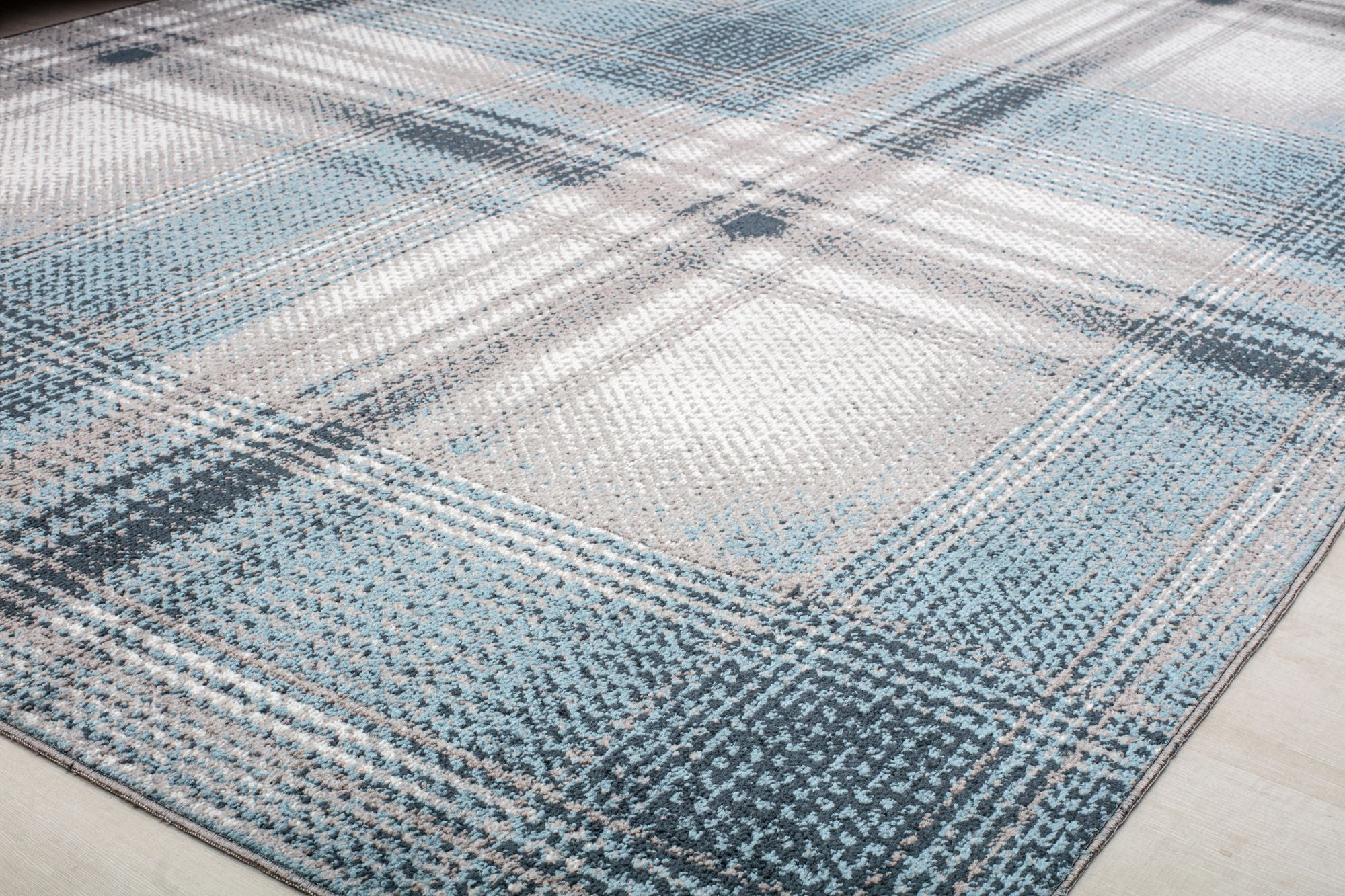 Rugs America Jaelyn JD50A Baltic Rapids Plaid Contemporary Blue Area Rug, 2'6" x 8'