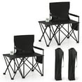 thumbnail image 1 of Gymax 2PCS Oversized Camping Chair w/Side Table 2 Storage Pockets Cup Holder for Trip Black, 1 of 10