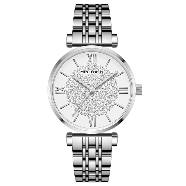 MINI FOCUS MF0334L Reloj de pulsera retro con números romanos para mujer, de acero inoxidable