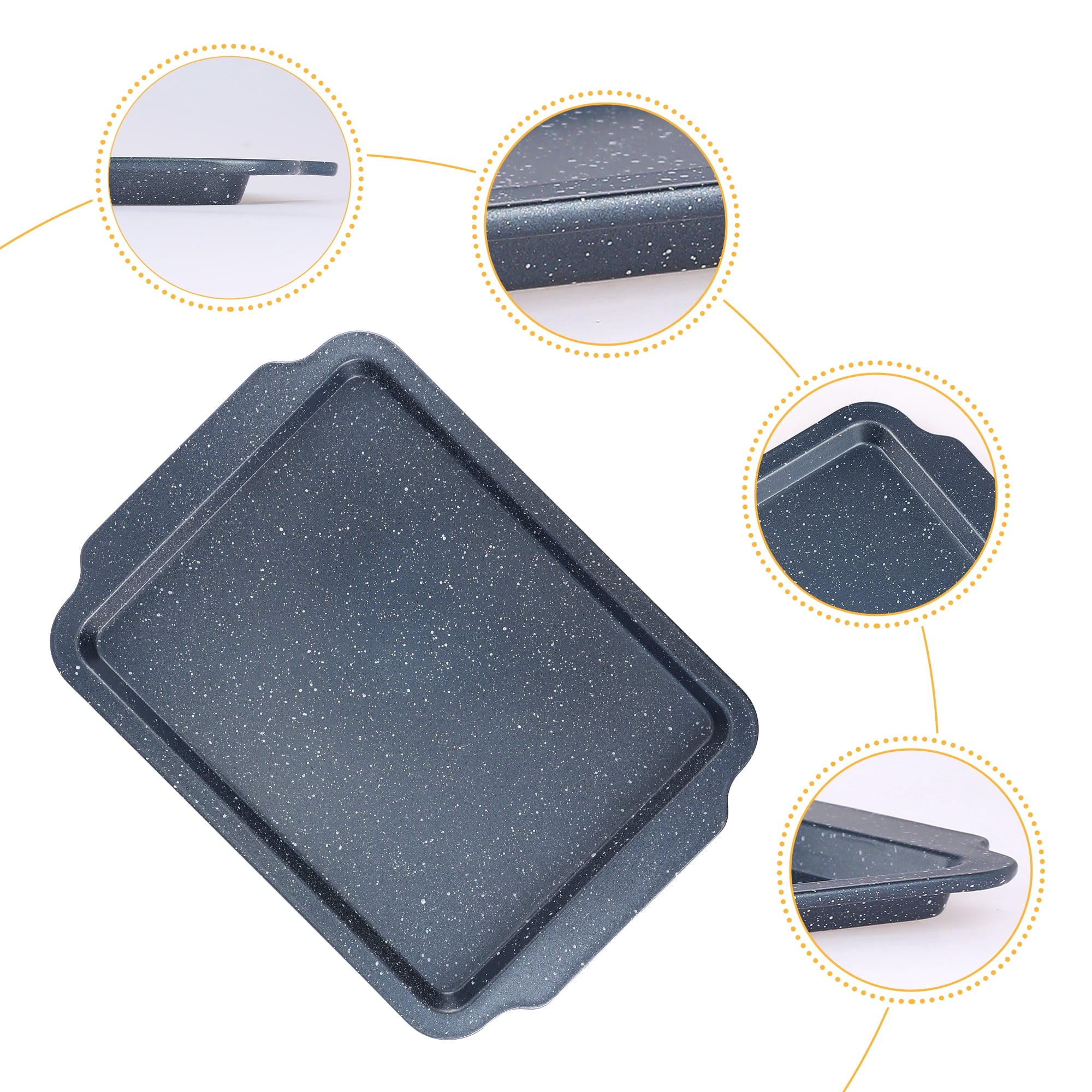 REGALWOVEN Baking Sheet Pan Set of 3, Solid Cookie Sheets for Oven Cooking, Nonstick Cake Pan, Large Thick Sheet Pans Black 13.7*9.8*0.7in