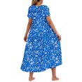 thumbnail image 6 of Xihbxyly Womens Summer Dress Oversized Floral Print Off the Shoulder Mid-Length Dress Quick Dry Slim Fit Short Sleeve Ruffle Flowy Sundress, 6 of 6