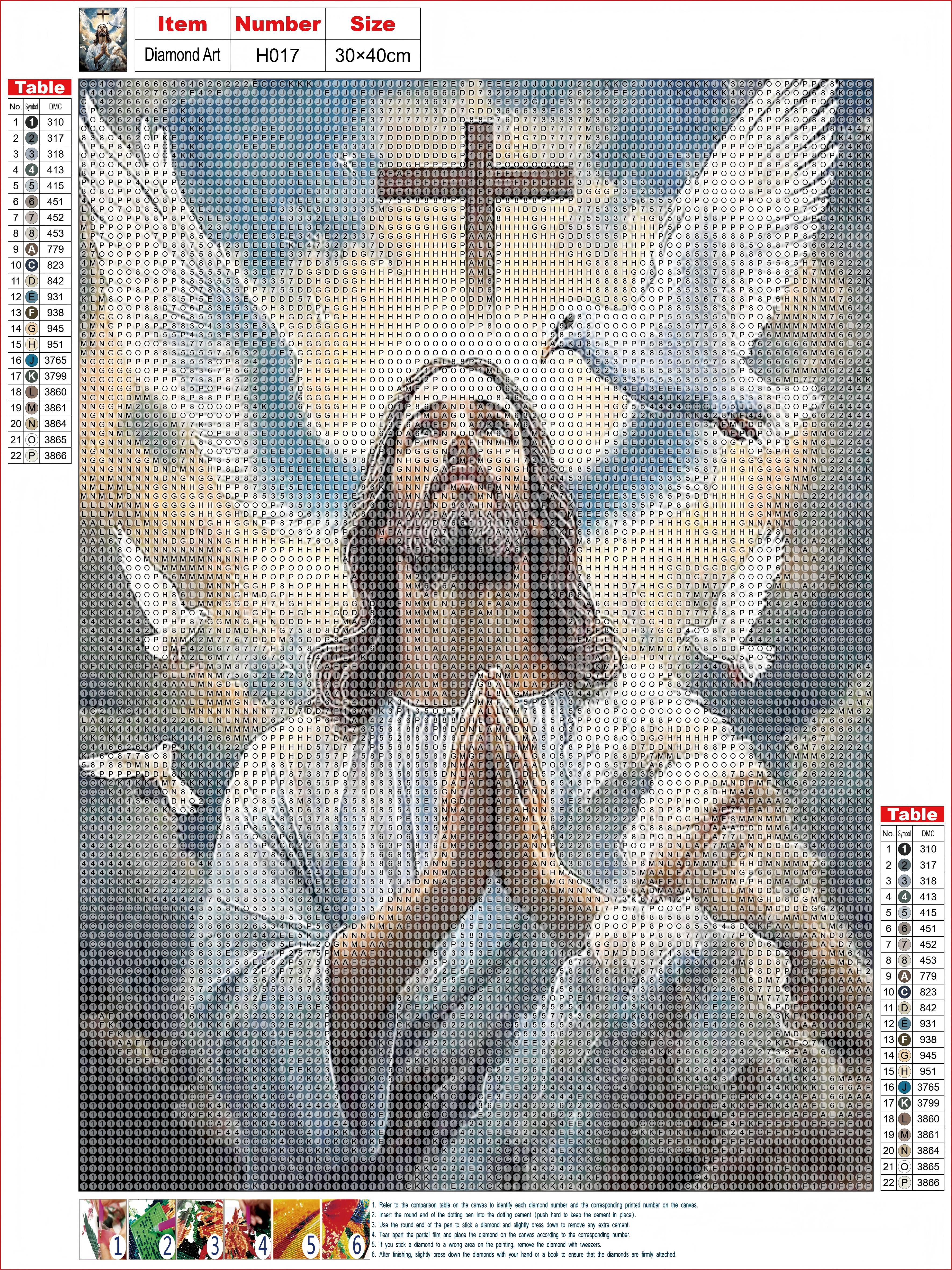 HsdsBebe Diamond Art Jesus Round Full Drill for Adults, DIY Diamond Art Painting Kits,Gem painting for Kids