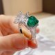 thumbnail image 1 of Anillos de circonia cúbica AAA para mujer, anillo de cristal verde de lujo para fiesta, compromiso, boda, regalo de joyería de plata, nueva moda, 1 of 4