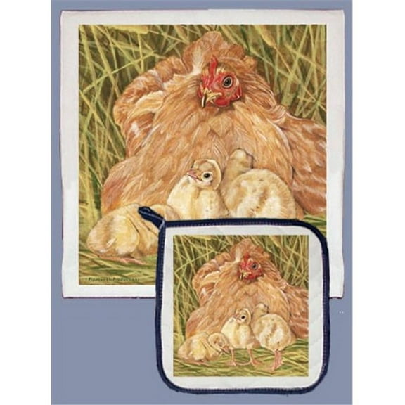 Pipsqueak Productions DP713 Chicken Buff Orpington Dish Towel And Pot Holder Set