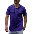 thumbnail image 2 of Palato Mens T Shirts,Men's V-Neck Cotton Linen Shirt Double Pocket Workwear Shirt Solid Color Hooded Shirt, 2 of 6