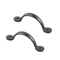 Renovators Supply Black Wrought Iron Cabinet Handle 4.8" L Rustic Ornate Pull Handle Rust Resistant Vintage Drawer and Dresser Door Pulls w/Screws Pack of 2