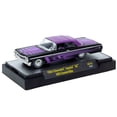 thumbnail image 2 of 1964 Chevrolet Impala SS 409 Convertible Black Metallic w/Purple Graphics and Soft Top 1/64 Diecast Model Car by M2 Machines, 2 of 3