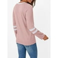 thumbnail image 5 of Womens Long Sleeve Shirts Color Block Casual Crewneck Tops Tshirt Basic Tee Fall Fashion Clothes Trendy Outfits Pink XXL, 5 of 6