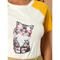 thumbnail image 6 of Allegra K Women's Summer Casual Short Sleeve Cartoon Cat Print T-Shirt, 6 of 6