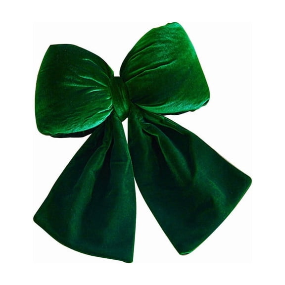 Large Green Velvet Christmas Bow – 3D Hanging Ornament with Gold Trim for Tree, Wreaths, Gift Wrapping & Holiday Decoration