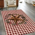thumbnail image 3 of Star Plaid Area Rug 4x6 Washable Rug Non Slip Vintage American Country Berry Red Brown Large Area Rug Indoor Floor Carpet for Entryway Bedroom Kitchen Living Room Home Office Dining Room Nursery, 3 of 8