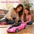 thumbnail image 4 of Funtogether Remote Control Car for Girls, 1:18 Scale Pink RC Racing Toy Car with LED Headlights, Birthday Gift for Kids Toddlers Age 3-12, 4 of 8