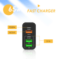 thumbnail image 4 of Cargador rápido de 5 puertos de 65 W con control de calidad 3.0, carga de pared para iPhone 13, 12 y 11, tableta, cargador rápido para móvil, enchufe UE/EE. UU., cargador USB PD., 4 of 4