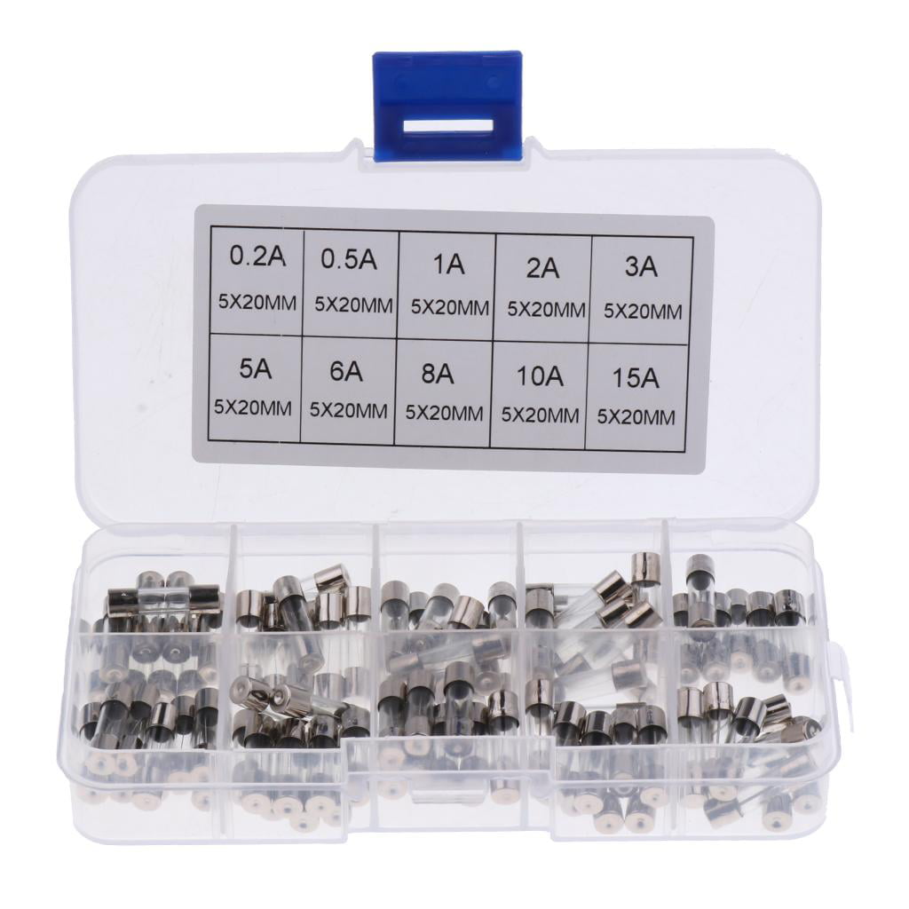 0.5 A Glass Fuse Assorted Kit Amp 0.2 A Qiorange Pack of 100 Fine Fuses 2 A 3 A 8 A 6 A 10 A 1 A 15 A With Box 5 A