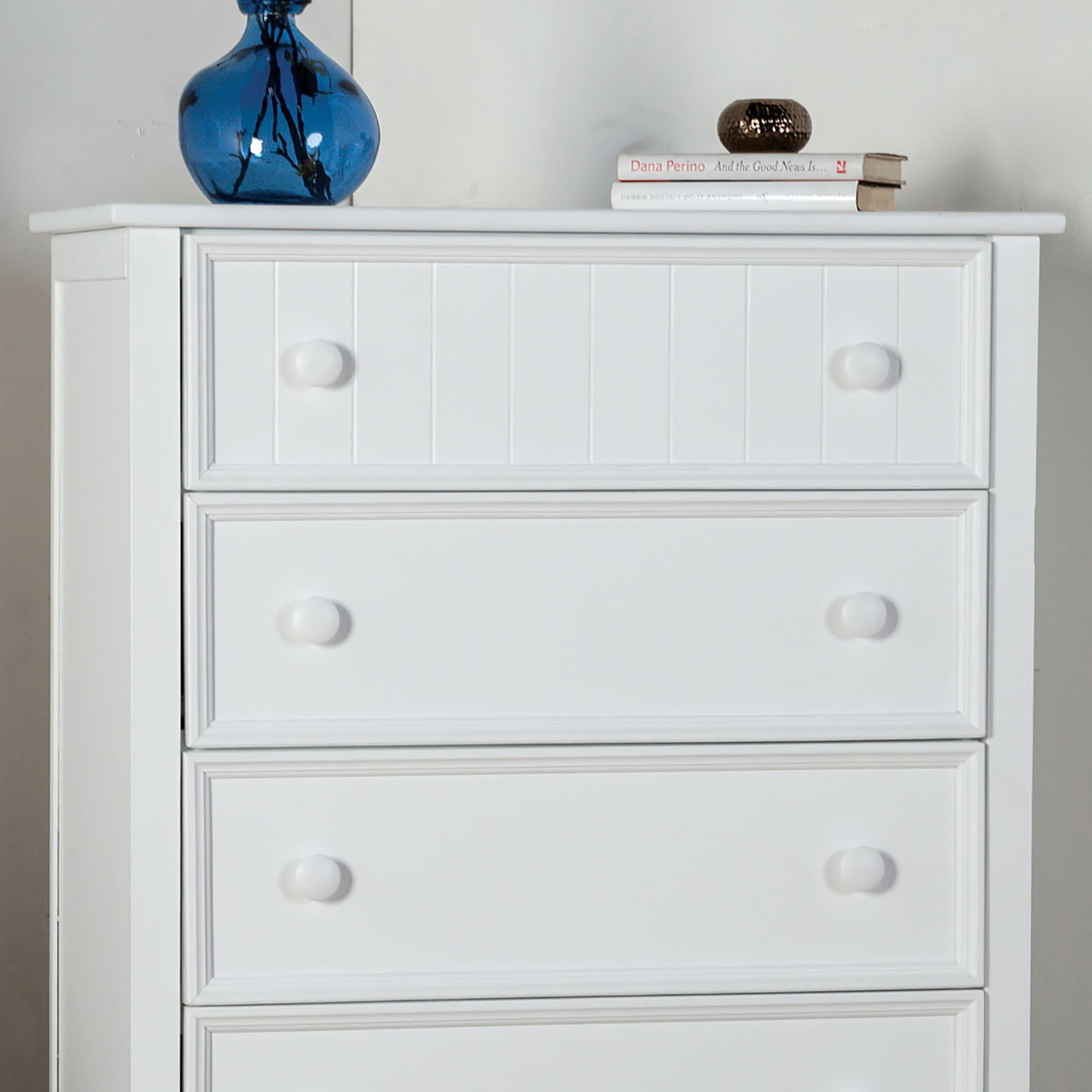 Furniture of America Livia Kids Transitional 5-Drawer Vertical Dresser, White