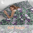 thumbnail image 4 of 3 Piece Purple Green Flowers Duvet Cover Set Twin Size, Microfiber Comforter/Quilt Cover with Corner Ties and 2 Pillowcases, Watercolor Pastoral Botanical All Season Soft Bedding with Zipper Closure, 4 of 8