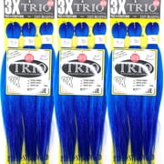 3X TRIO #Navy Blue Pre Stretched Braiding Hair 28inch for Easy Braiding