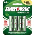thumbnail image 1 of Rayovac Rechargeable AA Batteries (4 Pack), NiMH Double A Batteries, 1 of 6