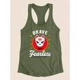 thumbnail image 3 of Brave Fearless Fox Mask Racerback Tank Women -Image by Shutterstock, Female Large, 3 of 4