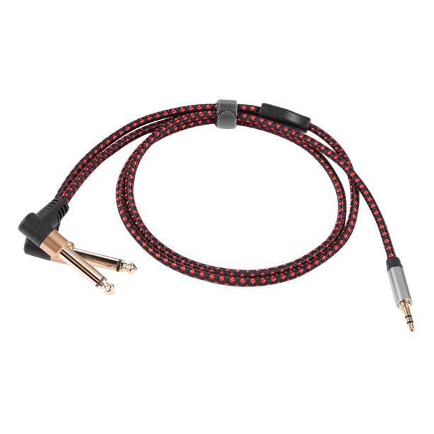 Cable de audio trenzado macho divisor en Y de 3,5 mm a 1/4 de pulgada doble de 1/8" a 6,35 mm 1 metro