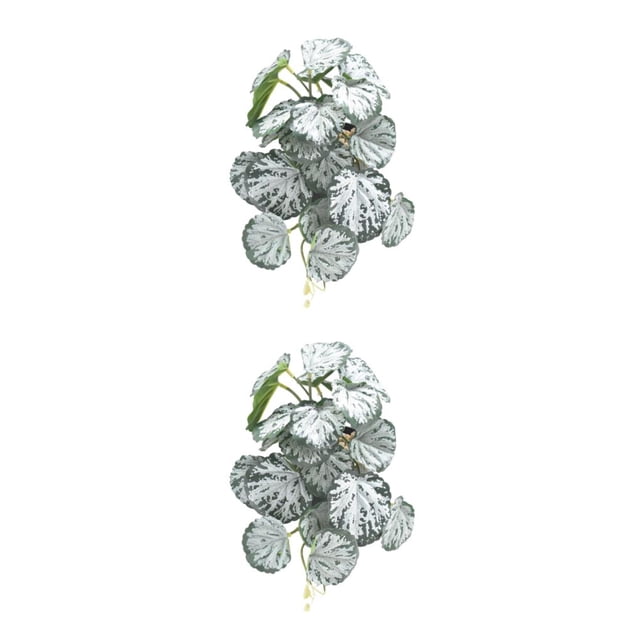 Plantas artificiales de plástico Injueey para terrarios decoraciones fáciles de limpiar Begonia Blanca 2Conjunto