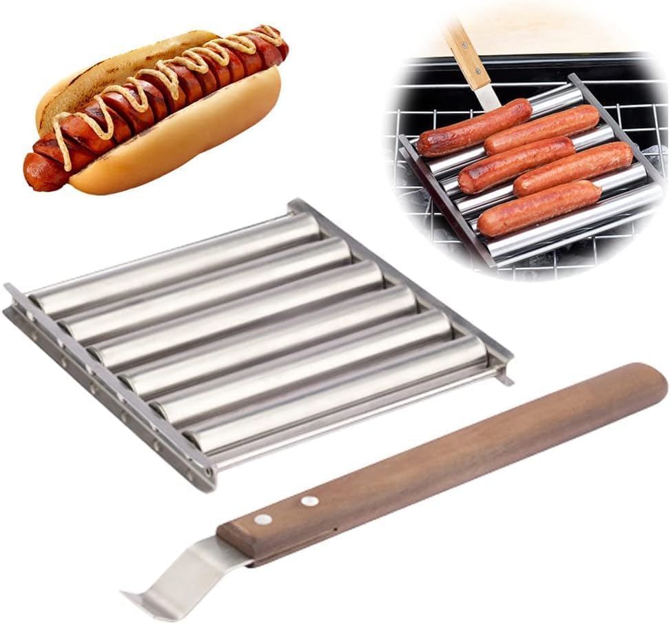 Charcoal Stainless Steel Hot Dog Sausage Drum Rack Steamer With Extra