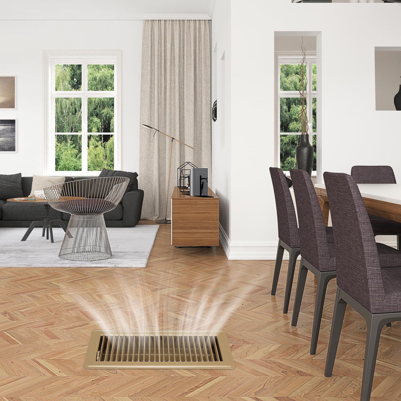 3 Divisions 4x10 Inch Metal Floor Register Covers for Wall Ceiling Permanent Attractive Design