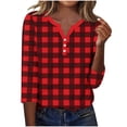 thumbnail image 3 of Blusas para las Mujeres Casual Impreso 3/4 Mangas Cuello en V Botón de Ocio Top Blusa Tops para las Mujeres, 3 of 6