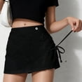 thumbnail image 5 of DeHolifer Women's Denim Skort High Waisted Wrap Lace-Up Mini Jean Skort for Trendy Black 32, 5 of 6