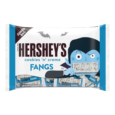 HERSHEY'S, Halloween Candy, COOKIES 'N' CREME Fangs Bars, 16.2 oz, Jumbo Bag