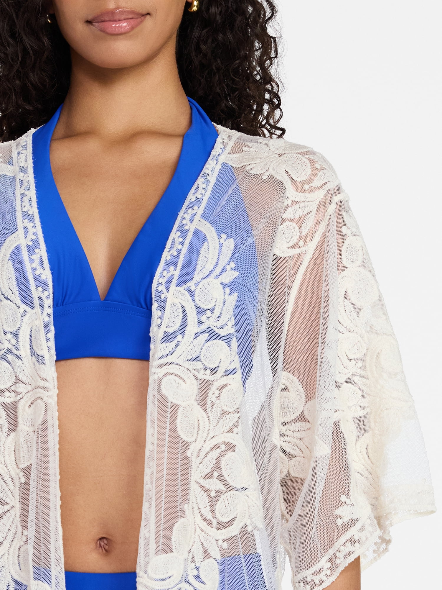Time and Tru Women's Lace Coverup, Sizes S/M, Ivory