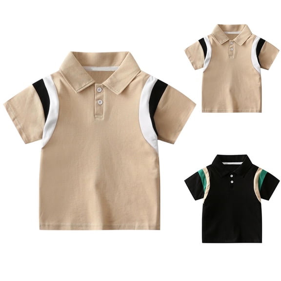 Piuwrlz Black polo Shirt Boys Button polo T-Shirt New Lapel Collar Shirt School Uniform T Shirt Black Size 4 Years