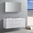 thumbnail image 2 of Fresca Valencia 60" Glossy White Wall Hung Double Sink Modern Bathroom Vanity w/ Medicine Cabinet, 2 of 5