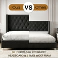 thumbnail image 5 of Merluxy Queen Bed Frame Upholstered Bed Wingback Headboard Velvet Tufted Diamond Button/No Box Spring Needed/Easy Assembly/Black, 5 of 8