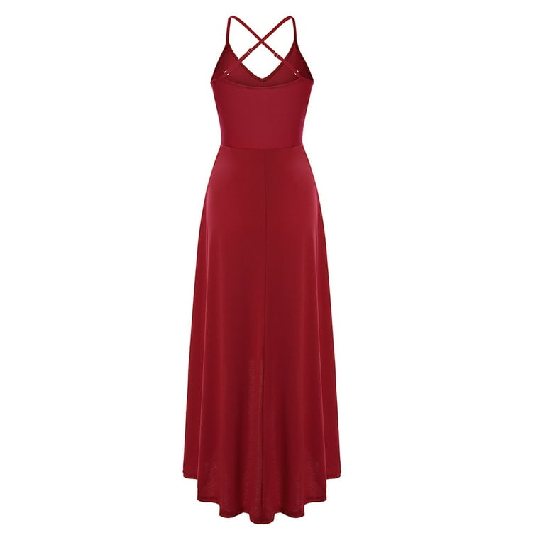 adviicd Knee Length Dress For Women Women's Summer Floral Cherry Print A  Line Short Cami Dress Red 5XL