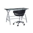 thumbnail image 6 of Jared Metal Desk and Task Chair Set, World Map Printing Glass with Black Desk Chair, 6 of 9