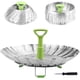 thumbnail image 1 of Cesta de vapor de acero inoxidable, cesta de vapor para verduras, inserto de vapor plegable para cocinar verduras, pescado, mariscos, ampliable para adaptarse a ollas de varios tamaños (5,1" a 9") MFZFUKR WRMH-120, 1 of 9