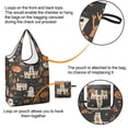 thumbnail image 4 of 5 Pack Foldable Shopping Bag,Autumn Halloween Scene Pattern Reusable Grocery Bags with Pockets,Large Reusable Tote Bags with Handles Waterproof & Lightweight, 4 of 6