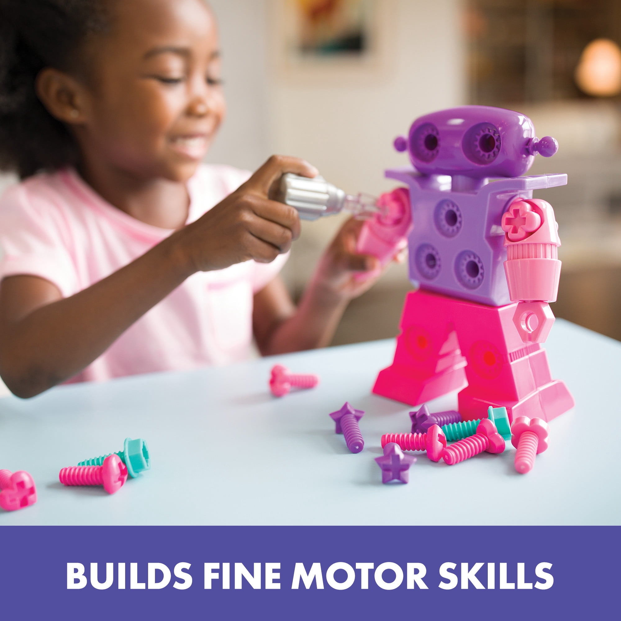 Educational Insights Design & Drill SparkleBot Robot, Preschool STEM & Take Apart Toy, 18-Pieces, Ages 3+