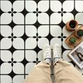 thumbnail image 2 of 10 Pcs Black White Curved Four-Leaf Peel and Stick Floor Tiles, 12x12 In Covers 10 Sq.Ft, Self-Adhesive DIY Vinyl Flooring, Removable Waterproof, Ideal for Kitchen, Bathroom, Bedroom, Home Walls, 2 of 8