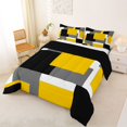 thumbnail image 2 of Homewish Yellow Patchwork Block Queen Comforter Set,Modern Abstract Art Comforter Sets Queen,Black Reversible,3pcs,1 Comforter and 2 Pillowcases, 2 of 7