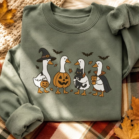 Halloween Shirt, Spooky Goose Costume Sweatshirt, Witch Pumpkin Vampire Duck Hoodie, Cute Fall T-Shirt, Halloween Gift for Goose Lovers