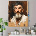 thumbnail image 4 of Bearded Man Watercolor Portrait Canvas Rustic Brown Background Male Art, 4 of 8