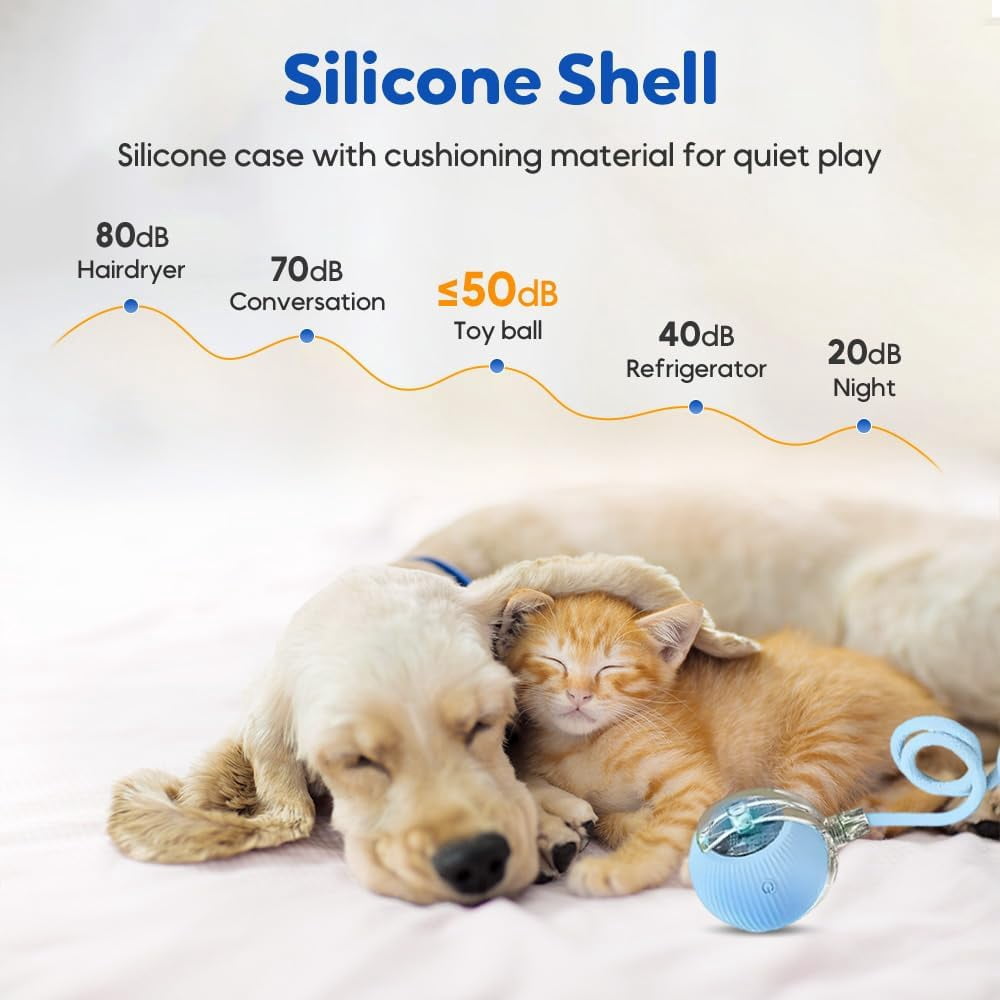 Smart Interactive Cat Toy Ball with Auto Obstacle Avoidance, 2 Mode Rolling Rechargeable Toy to Relieve Boredom, Quiet Durable Toy for Indoor Cats