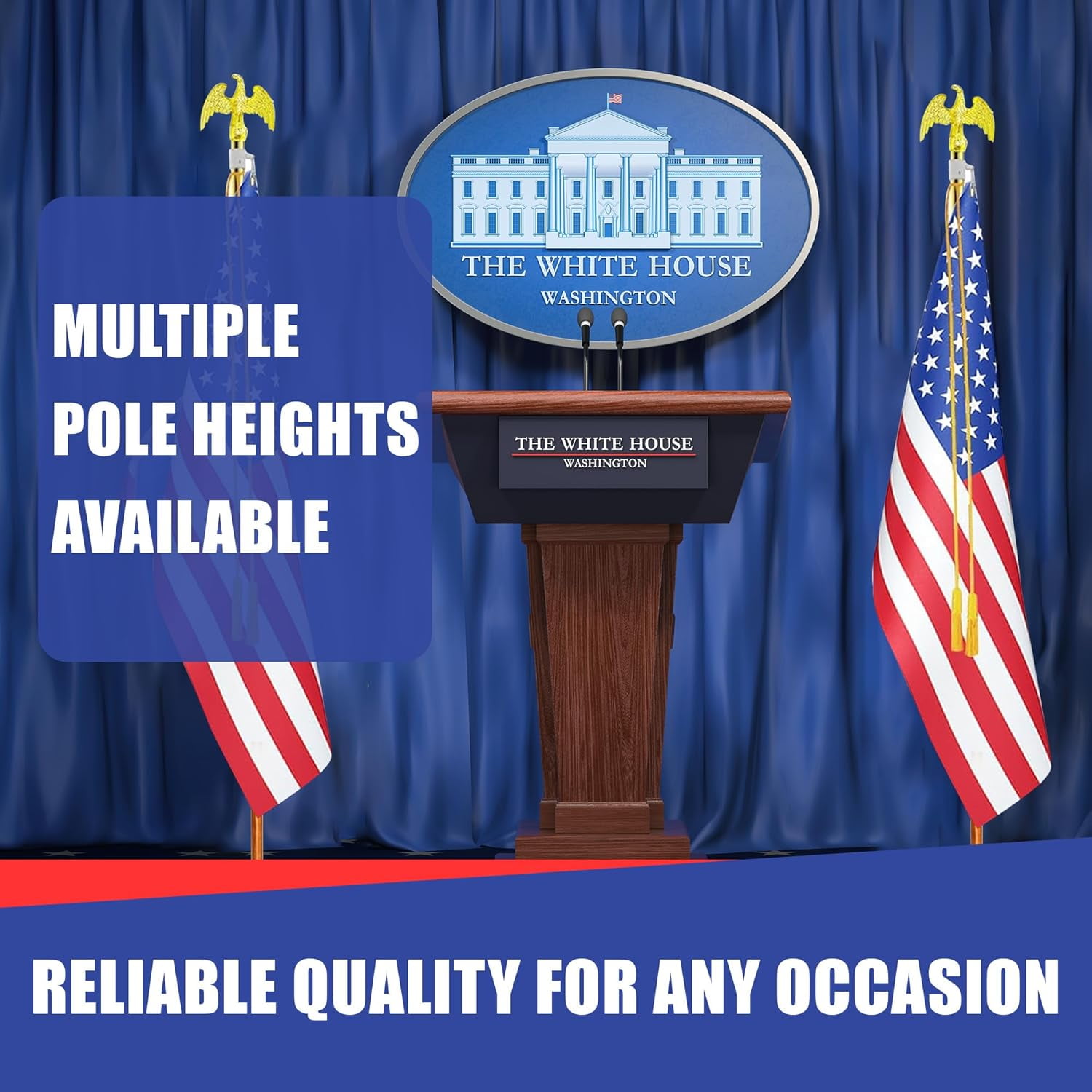 Indoor Flagpole Kit - NO FLAG - 7ft Pole -Metal Eagle