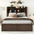 thumbnail image 4 of Full Size Storage Platform Bed with Pull Out Shelves, Twin Trundle and 2 Drawers - Modern Espresso Storage Bed Frame for Small Space, Bedroom, Guest Room, Espresso, 4 of 10